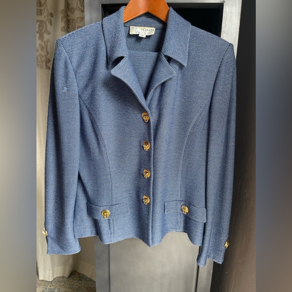 St John blue skirt suit 10 denim look